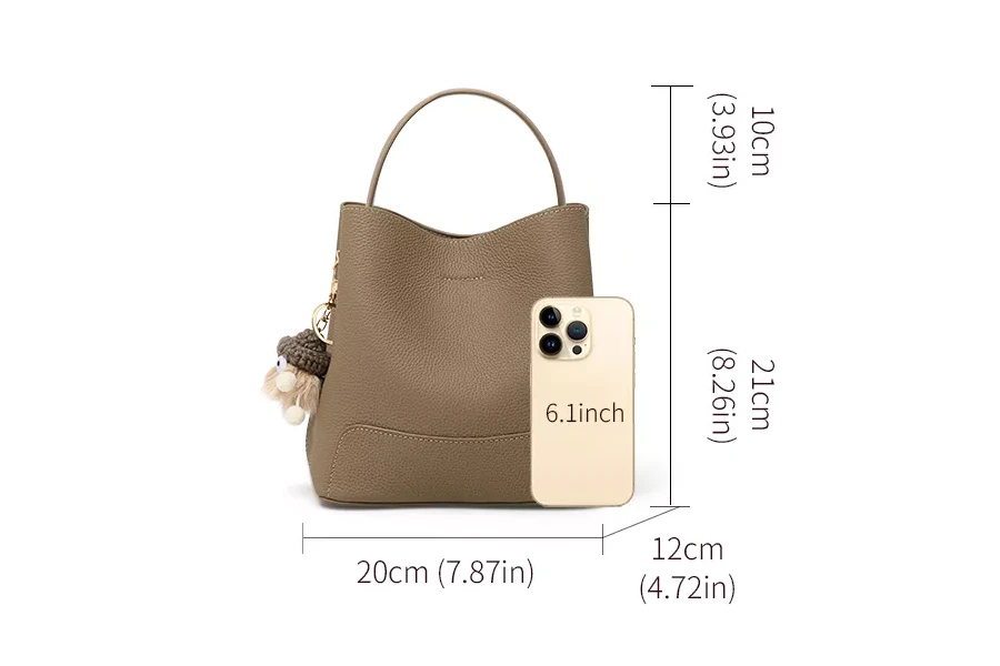 Real Leather Bucket Bag for Women